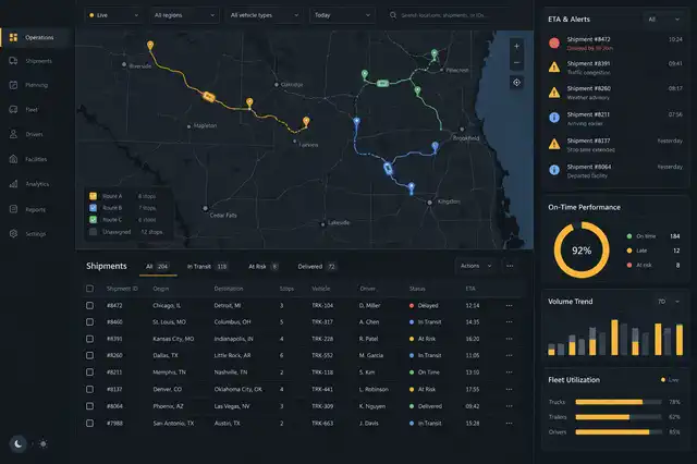 Kargo TMS dispatch dashboard